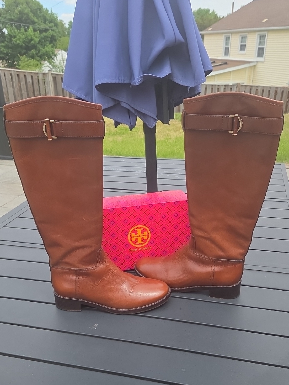 Tory Burch Brown Leather Over-the-Knee Riding Boots